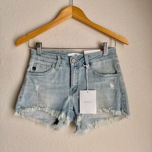 NWT KANCAN Light Wash Distressed Stretchy Pocket Denim Jean Short Size Small 4-6